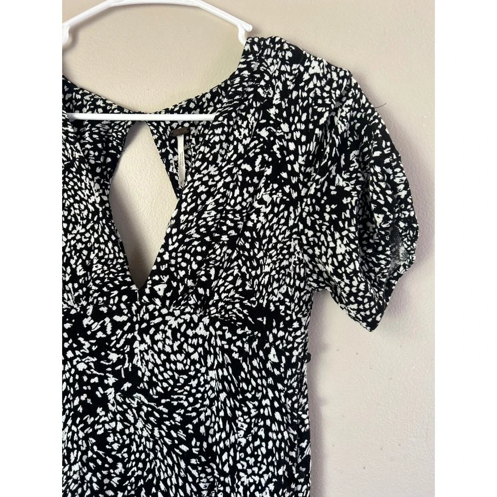 Free People Women's Black White‎ Print Midi Dress Bohemian Casual Beach